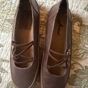 Annie Chocolate Brown Leather Ballet Flats with Crisscross Straps